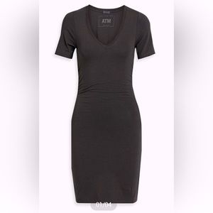ATM ANTHONY THOMAS MELILLO Ruched T-Shirt Dress Black XS New
